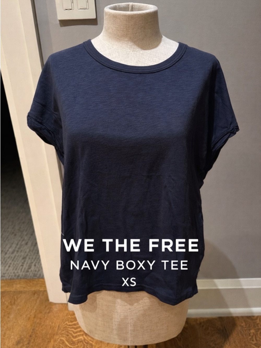 We The Free Free People Navy Boxy Tee Shirt XS Casual Slouchy Crew Neck Top